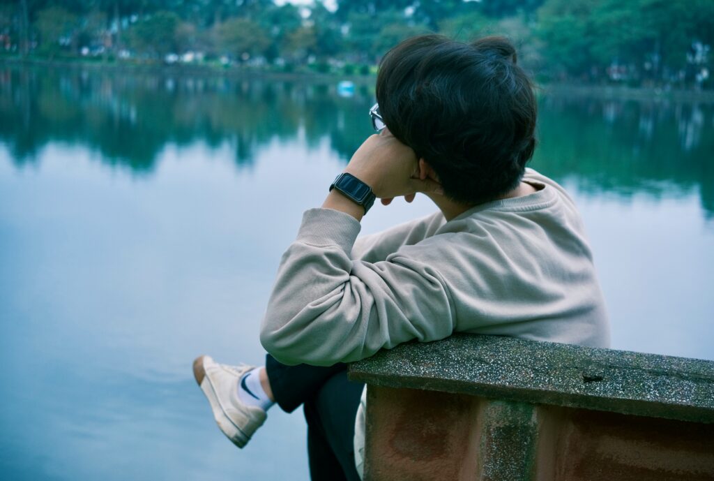 Young man on bench